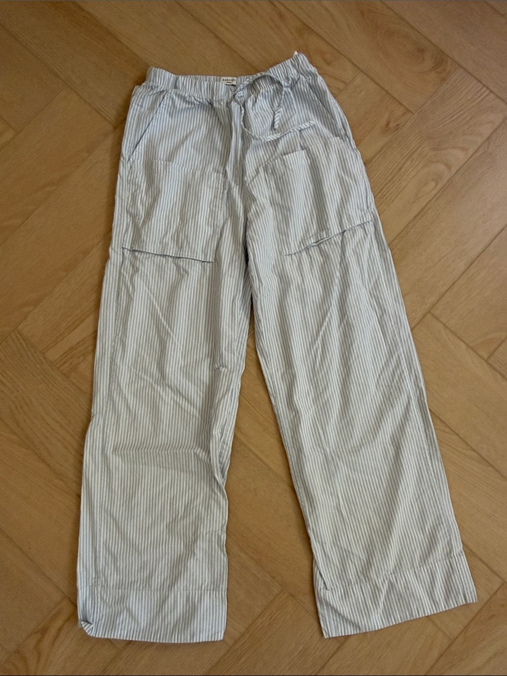 Babaton Aritzia  Striped Pants - White & baby blue